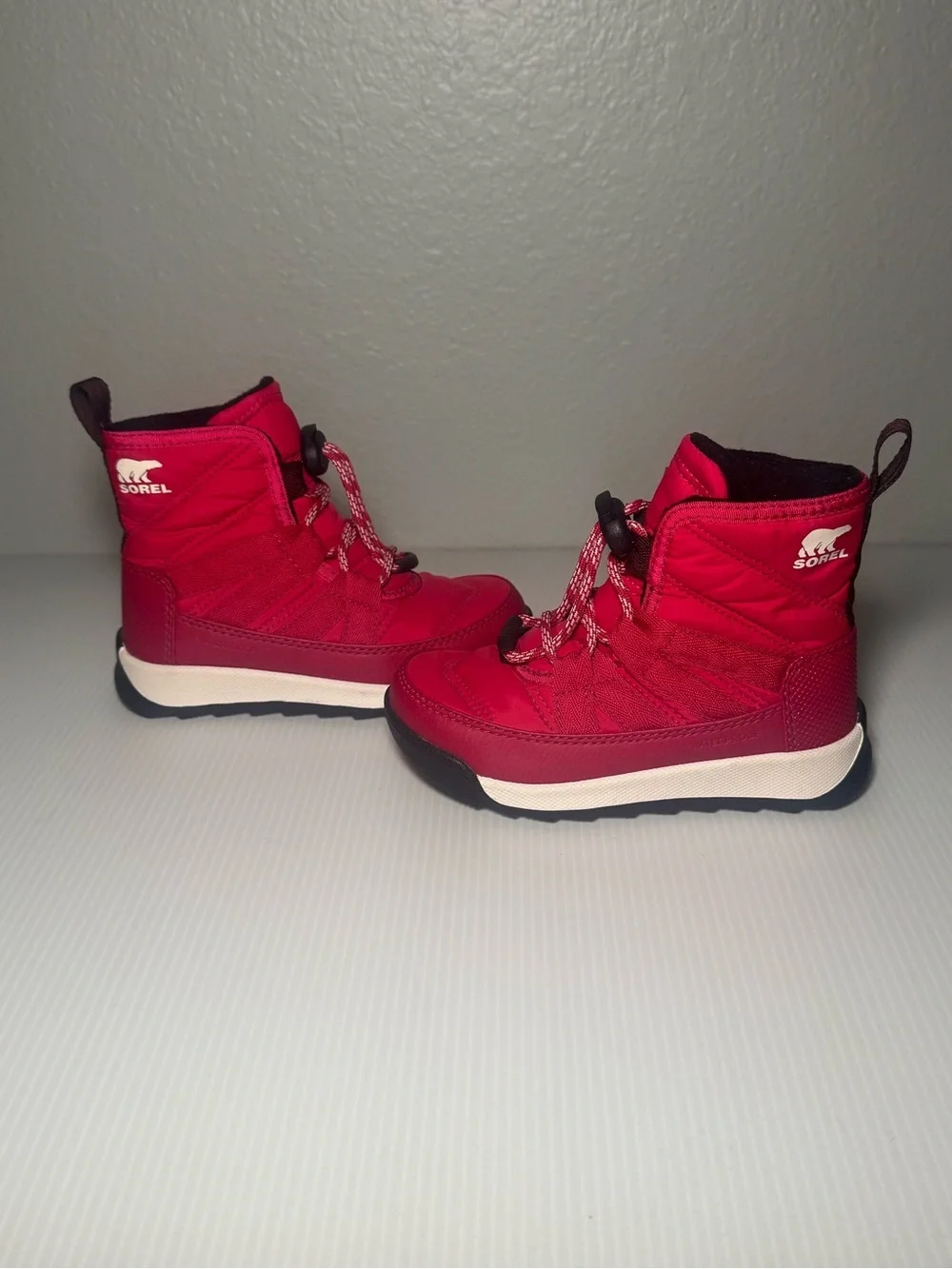 Sorel Girls Whitney 2 Waterproof Red Winter Boots with Pull Loop
